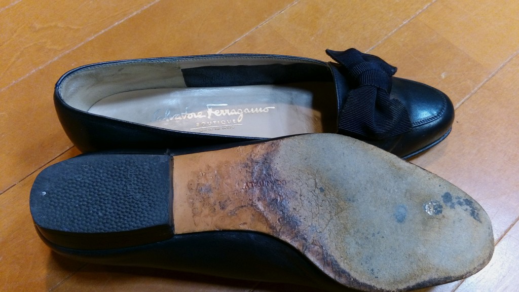 フェラガモのパンプスのオールソール交換の靴修理