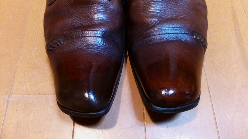 靴修理品98：革靴のつま先銀めくれ補修の靴修理
