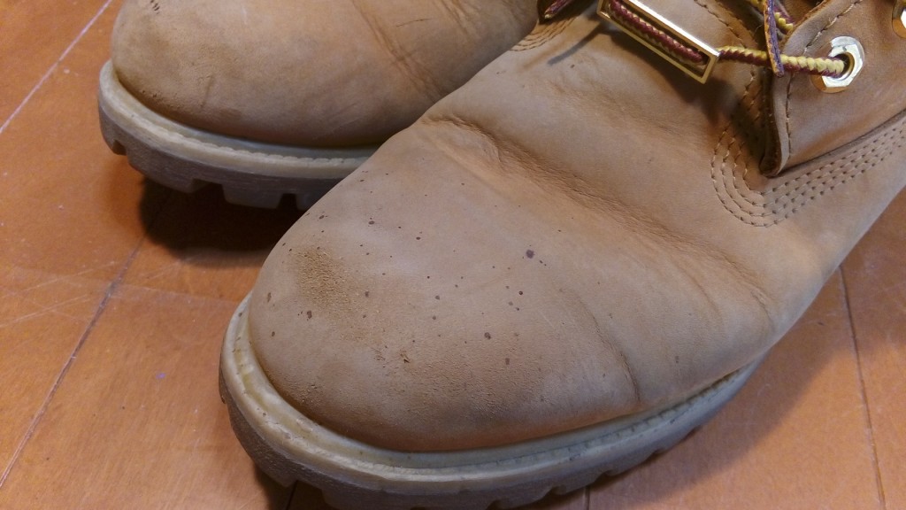 靴修理品114：ティンバーランドのブーツについたココアのシミの取り除きの靴修理