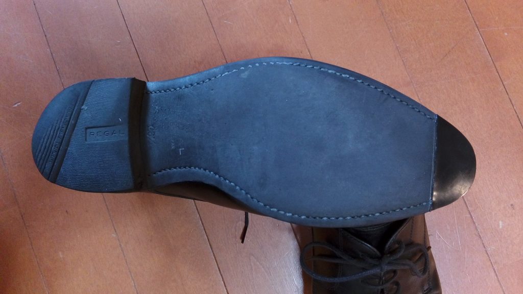 靴修理品135：リーガルのアッパー補修＆つま先ソール補修の靴修理