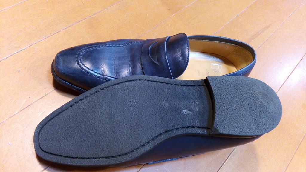靴修理品148：メンズローファーのトップリフト交換の靴修理