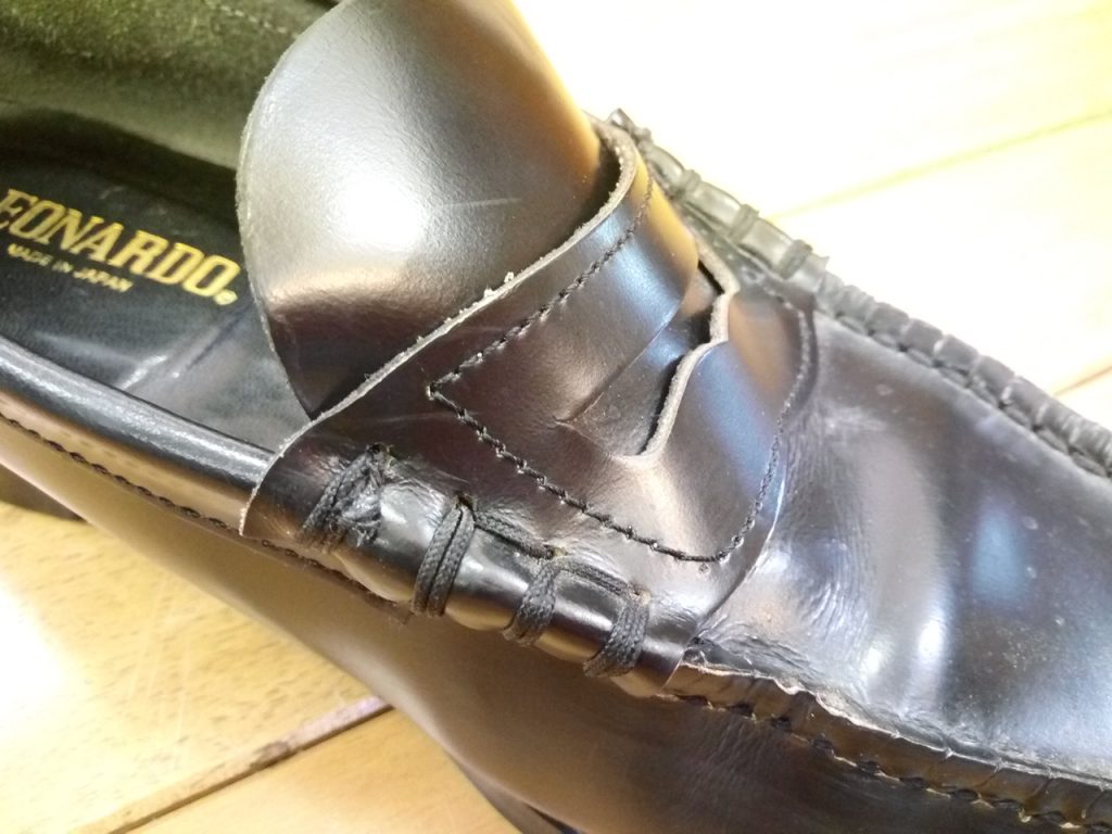 ローファーのビーフロール糸ほつれの靴修理