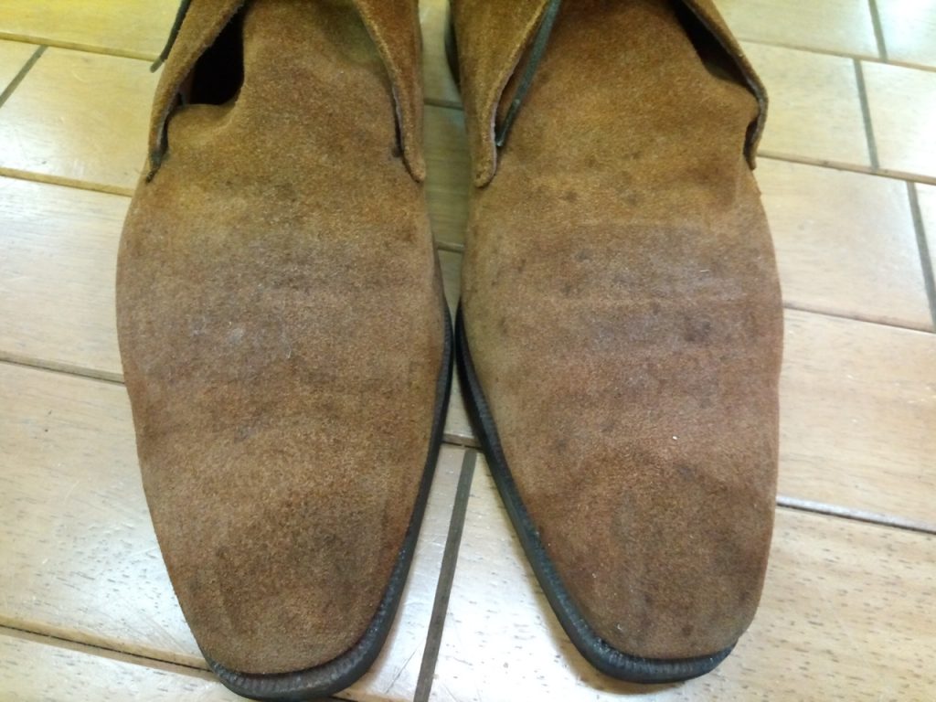 スエード・ブーツの丸洗い＆色補色の靴修理