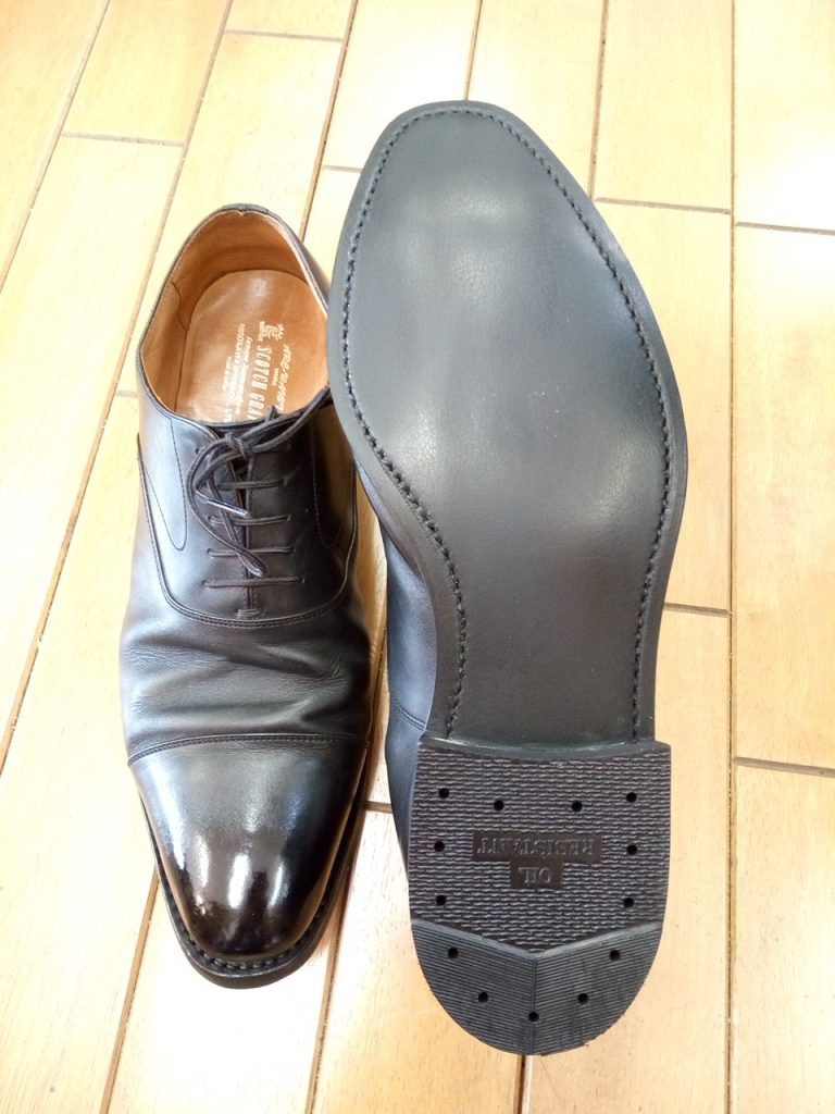 スコッチグレインのストレートチップのオールソールの靴修理